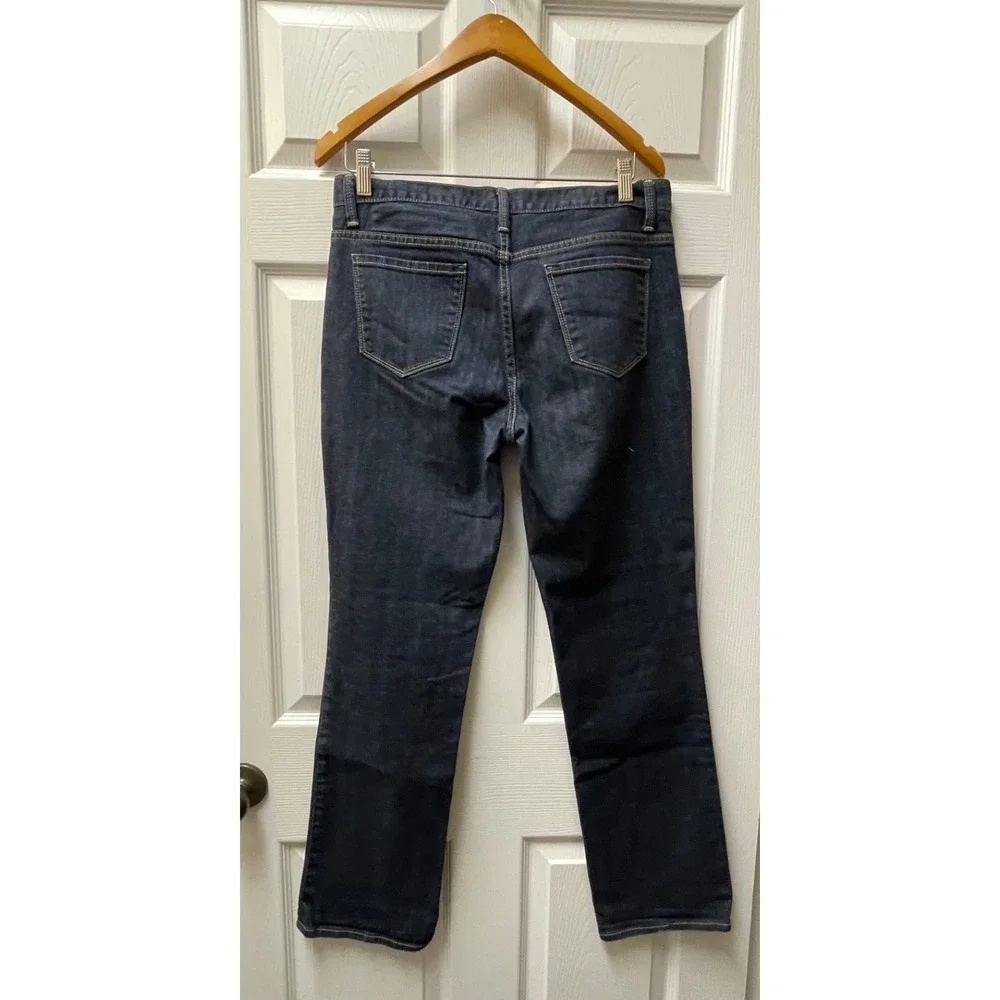 Talbots Women's Straight Leg Jeans Size 8 Dark Blue‎ High Rise Stretch Denim